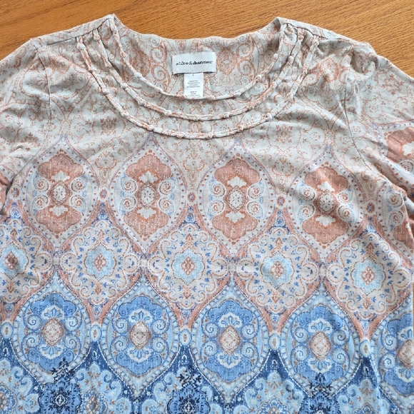Alfred Dunner Tops - Alfred Dunner Women's Boho Pattern Blouse - Blue and Pink